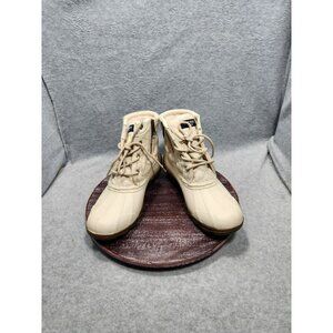 Sperry Womens Saltwater Duck Boots Size 6 Ivory Quilted Lace-Up & Side Zipper